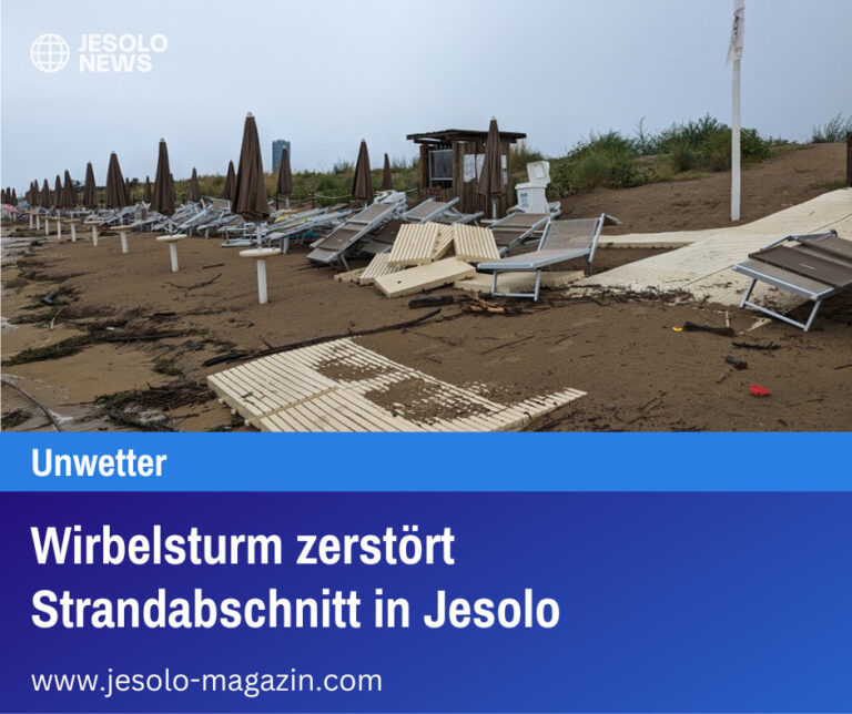 Wirbelsturm zerstört Strandabschnitt in Jesolo
