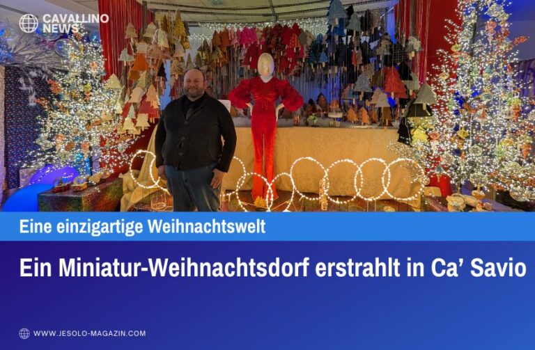 Ein Miniatur-Weihnachtsdorf erstrahlt in Ca’ Savio
