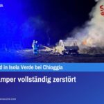 Drei Camper vollständig zerstört